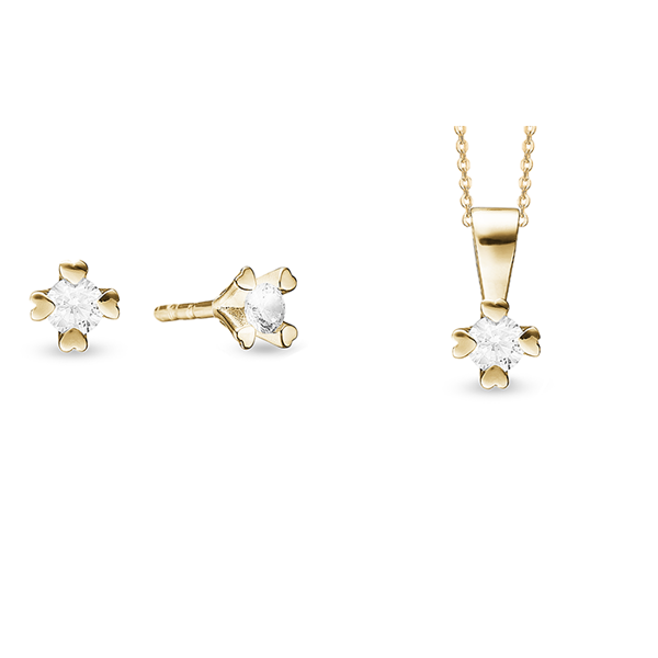 Mary 8 kt guld smykkesæt med i alt 0,30 ct labgrown diamanter Wesselton VS